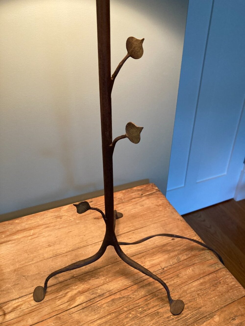 Table Lamp - Iron Leaf Motif - Made in France - Picture 3 of 12